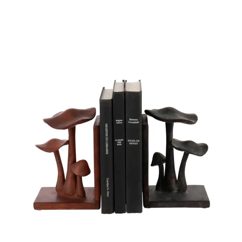 Boekensteun Paddenstoel Polyresin Roestbruin/Zwart Set van 2 J-Line