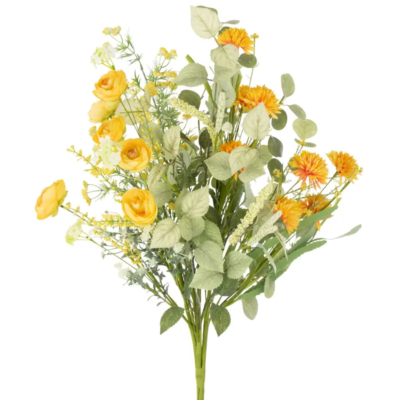 Boeket Mix Bloemen Kunststof Geel J-Line