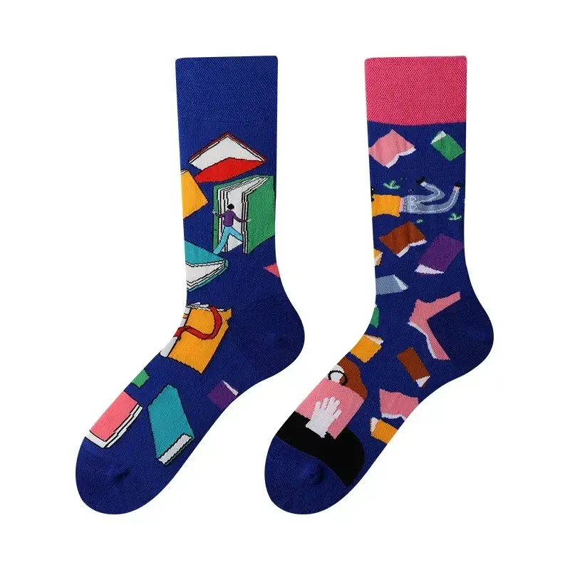 Book Universe Mismatched Crew Socks