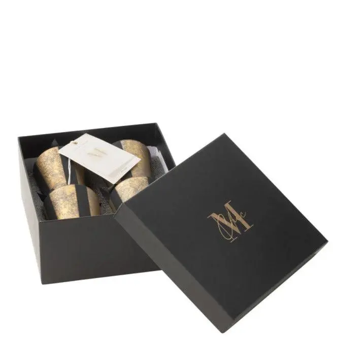 Box Van 4 Geurkaarsen M-Chic Glas Goud/Zwart 20u J-Line