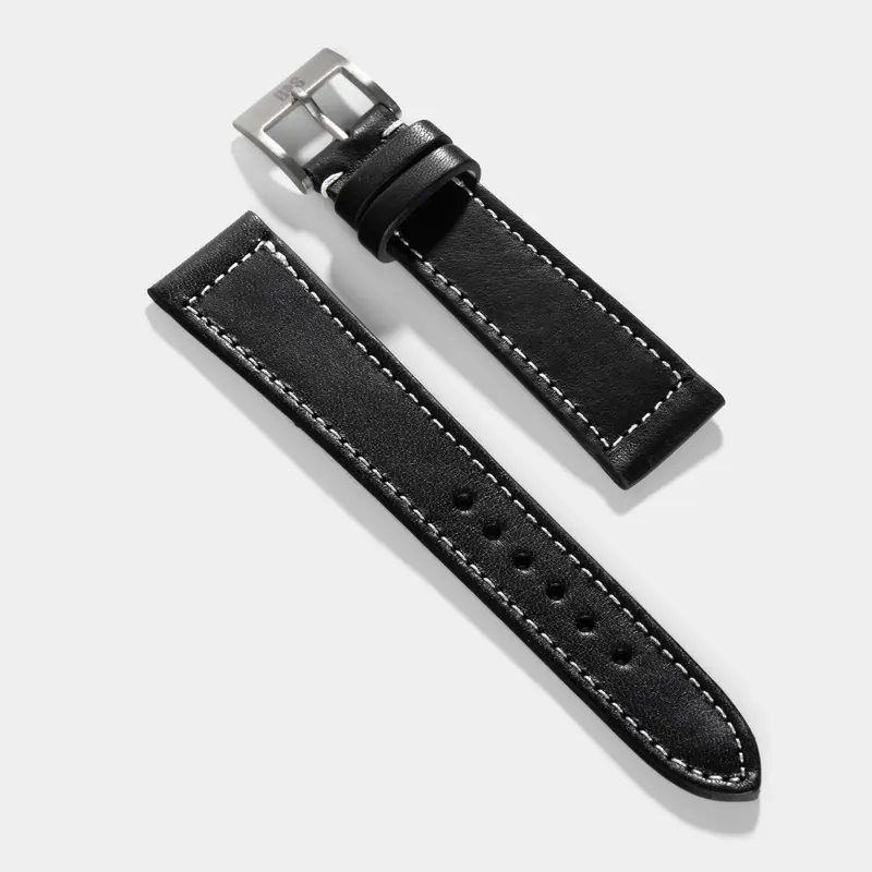 Boxed Nero Leder Uhrenarmband