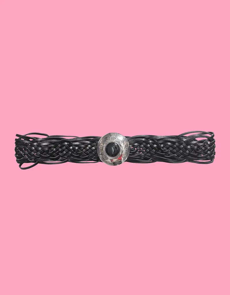 Braided big buckle belt