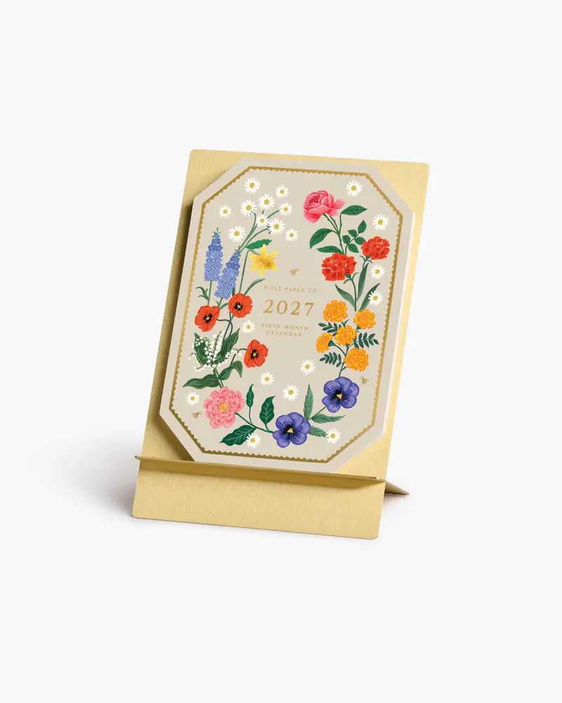 Brass Easel Desk Calendar 2027 - Birth Month