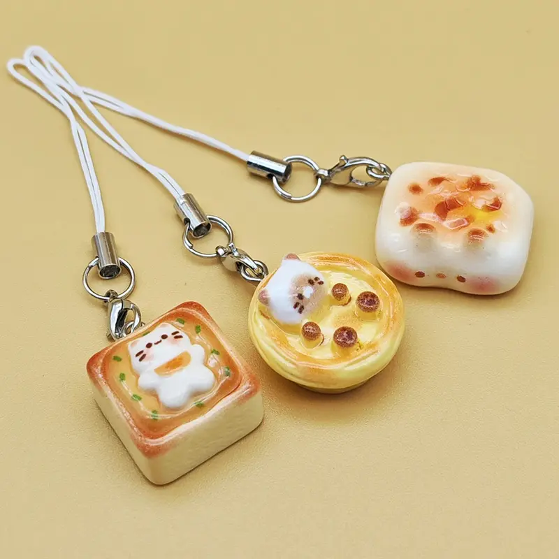 Bread Kitty Charm Strap, Set of 3