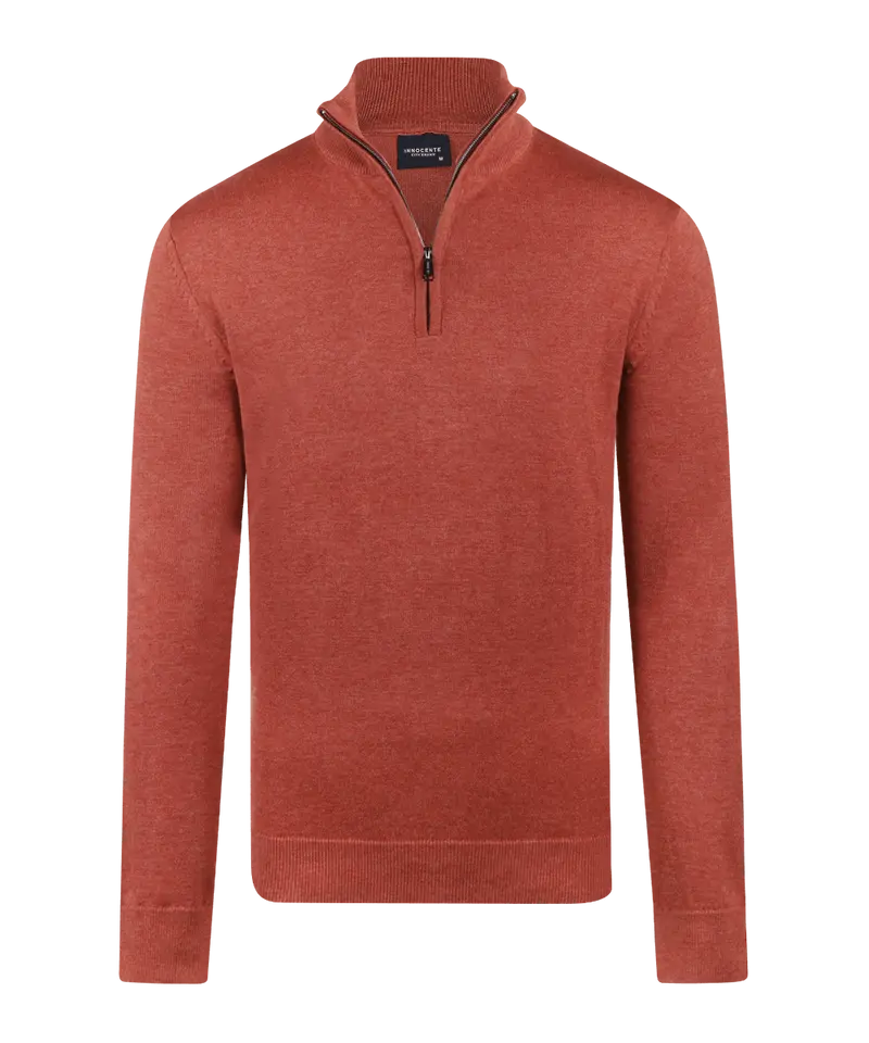 Brique half-zip met geribde boorden
