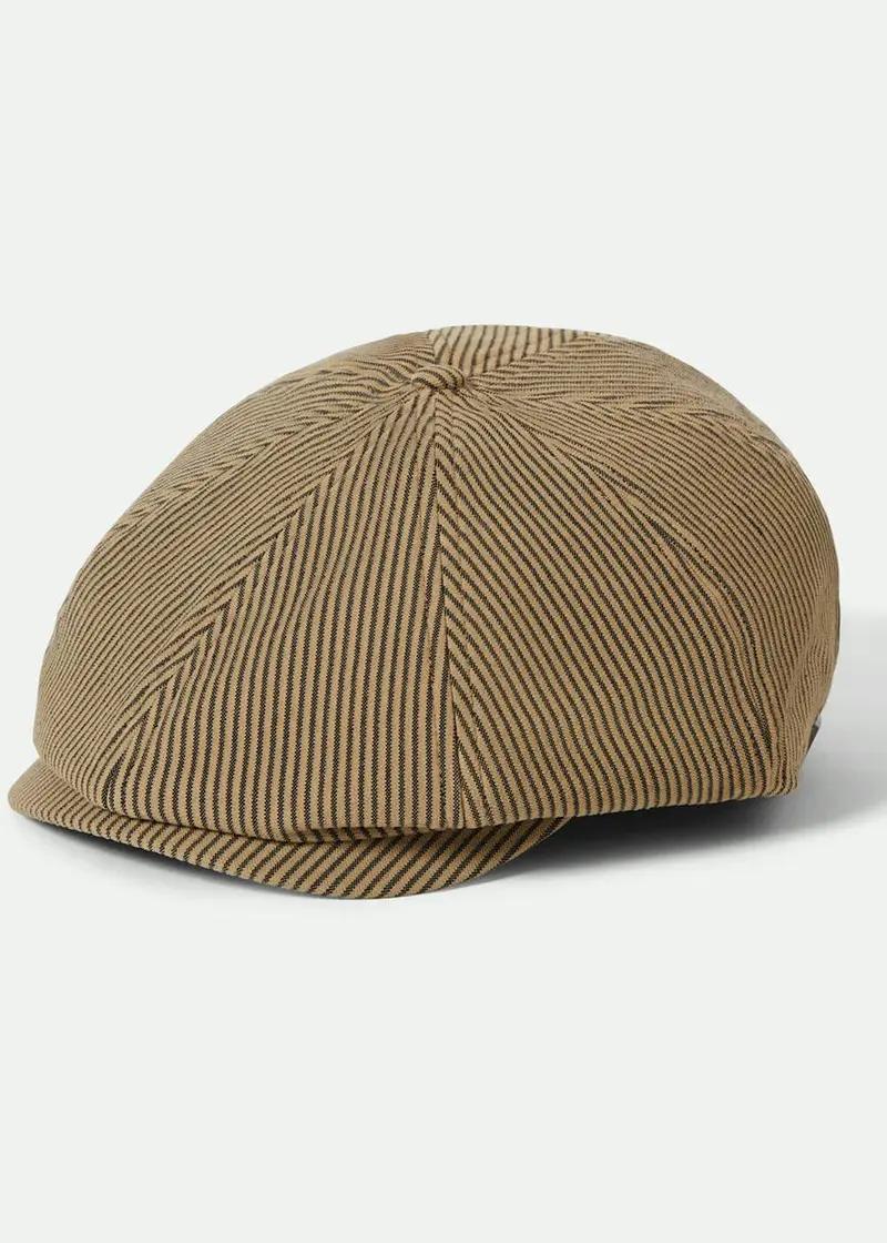 Brixton Brood Newsboy Hickory Stripe Snap Cap Dark Brown