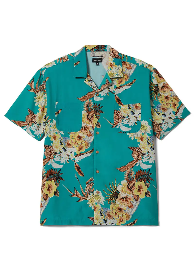 Brixton Men Bunker Vacation Shirt Retro Green