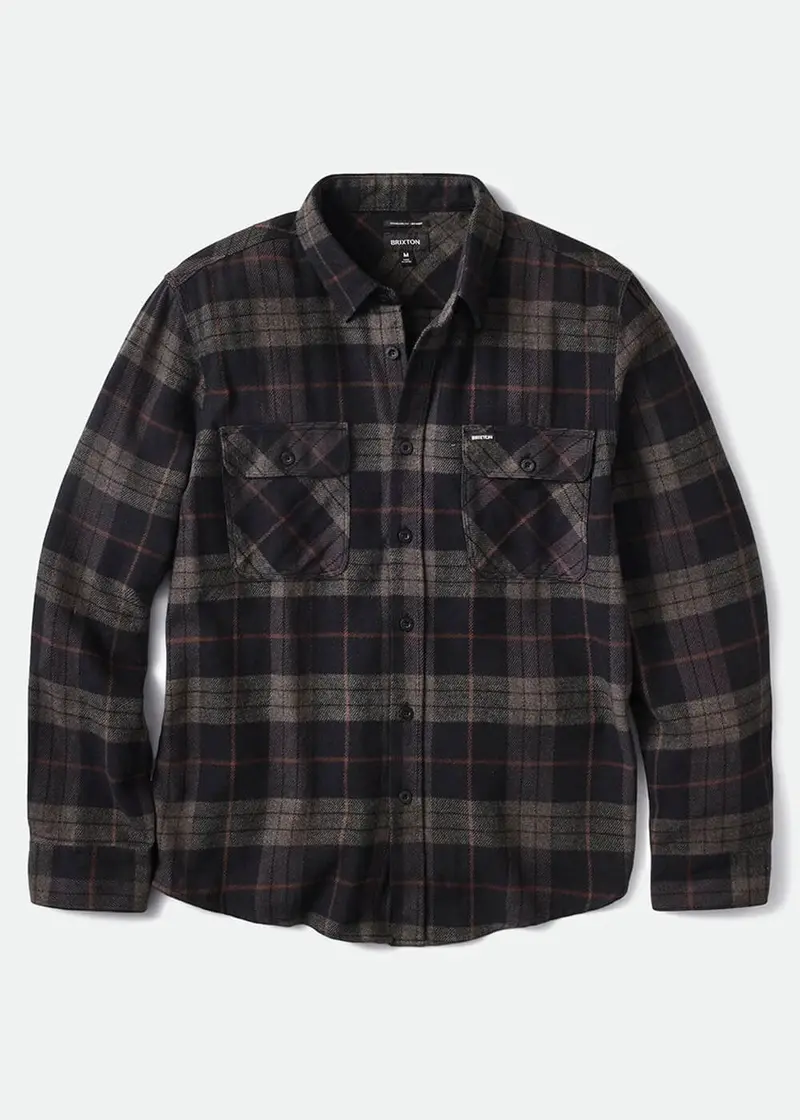 Brixton Men's Bowery Flannel Shirt Black Grey