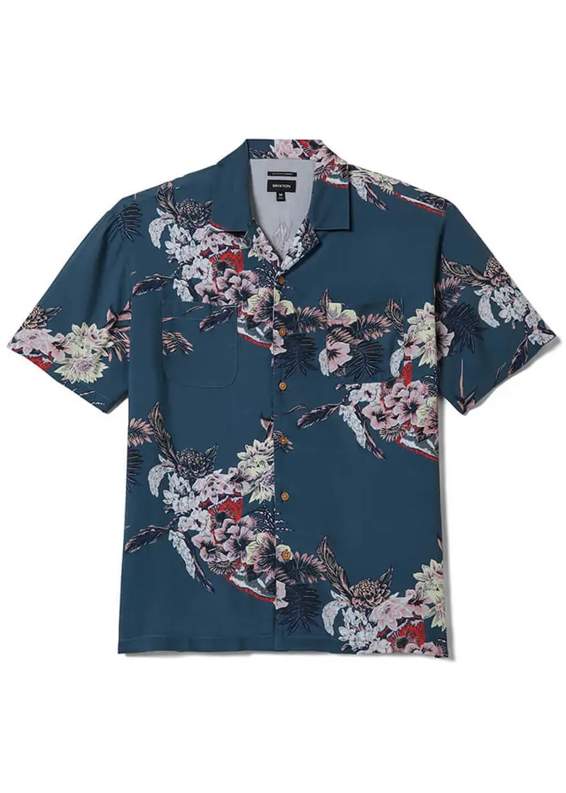 Brixton Men's Bunker Vacation Shirt Dark Blue