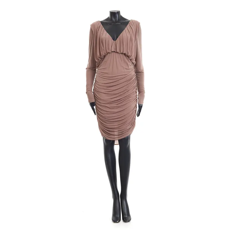 Brown Ruched Mini Dress