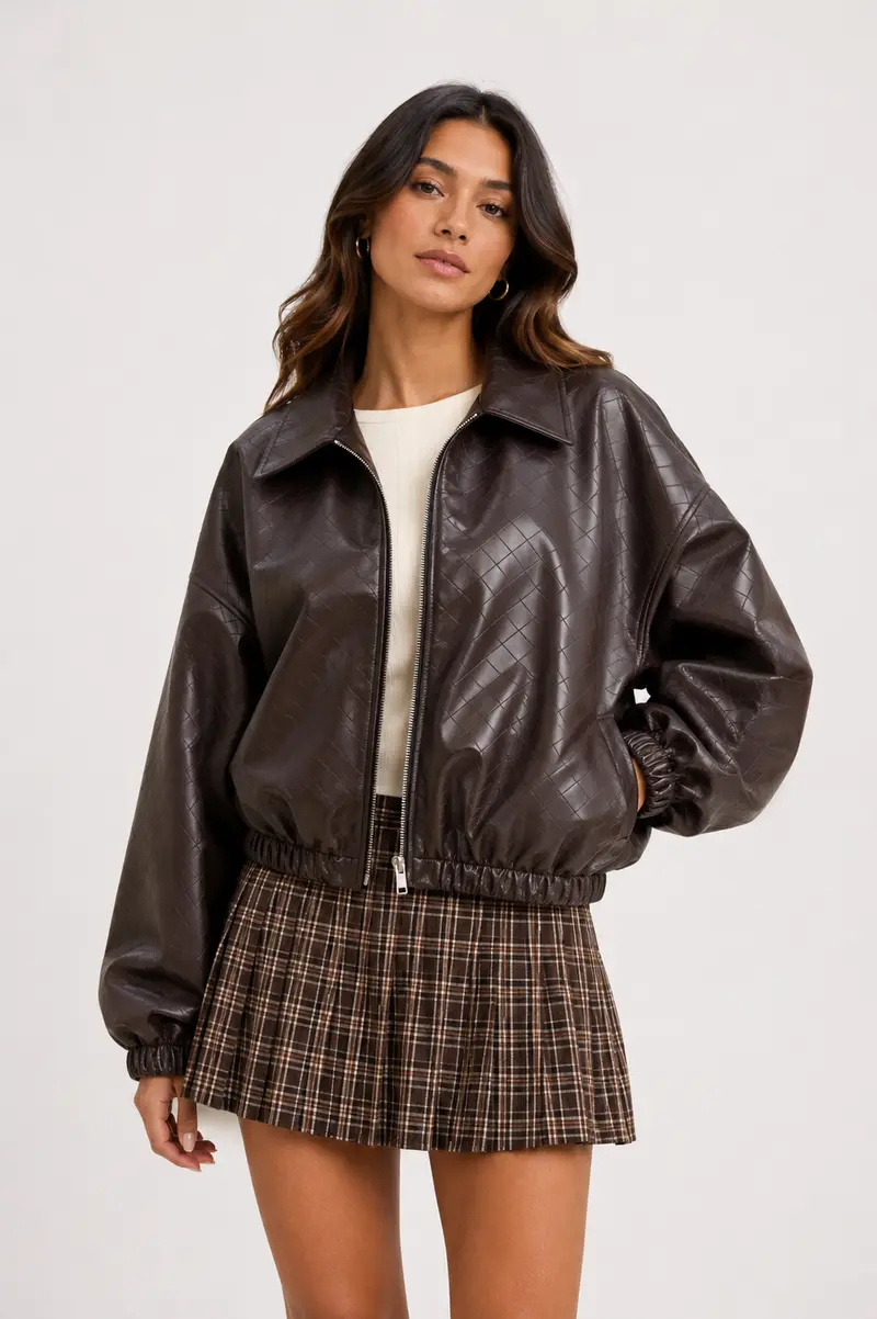 Bruine pu bomberjacket