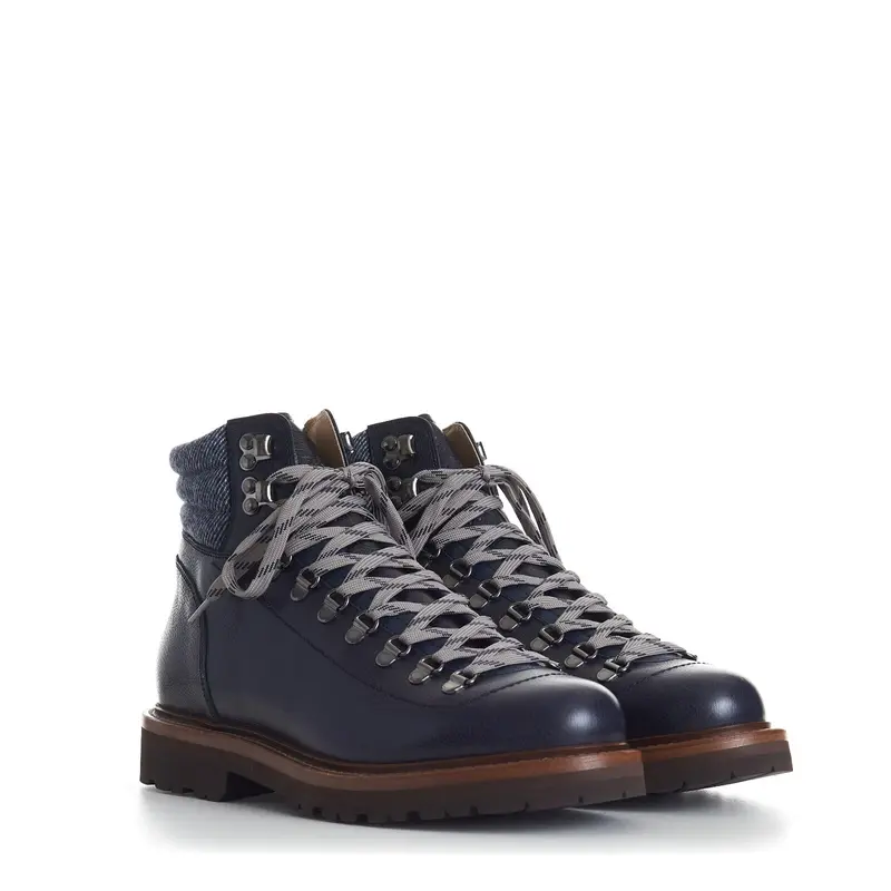 BRUNELLO CUCINELLI 1695$ Mountain Boots - Wool Insert, Textured Calfskin