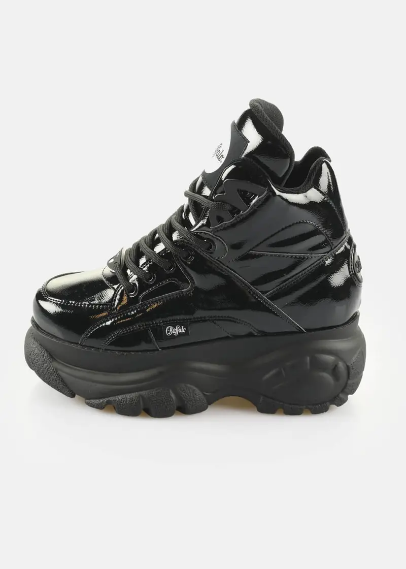 Buffalo London 1340-14 2.0 Patent Vegan Platform Sneakers in Black