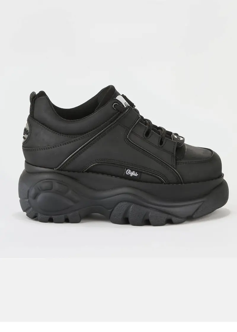 Buffalo London Classic Low Leather Platform Sneakers Black