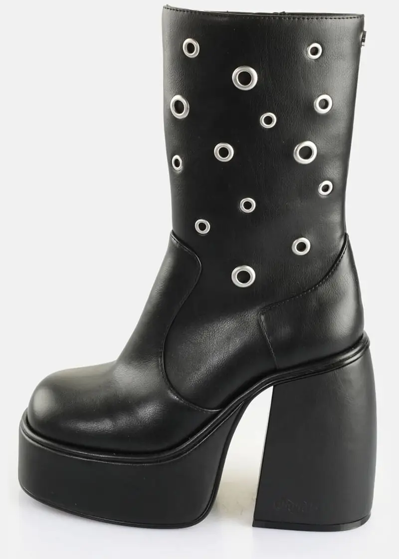 Buffalo London Heart Riv Platform Boots Black