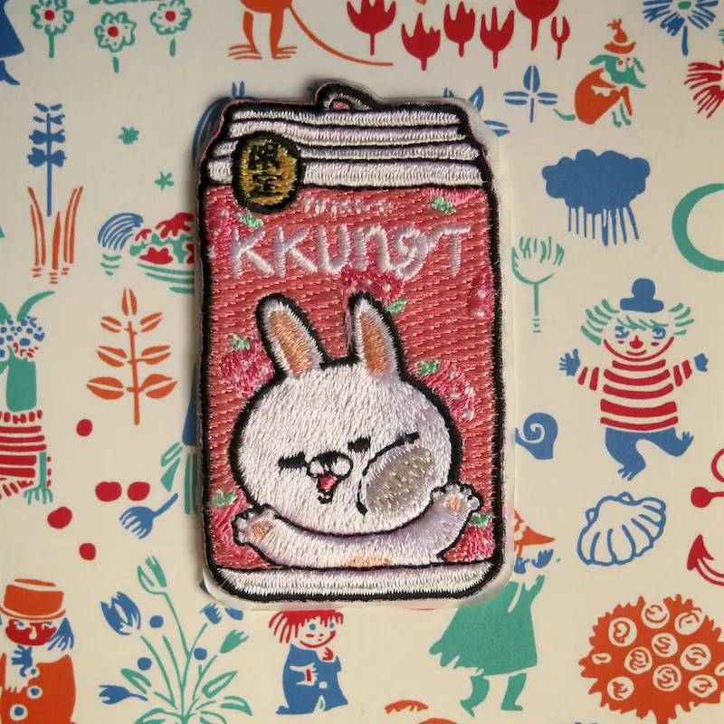 Bunny Strawberry Soda Iron-On Patch
