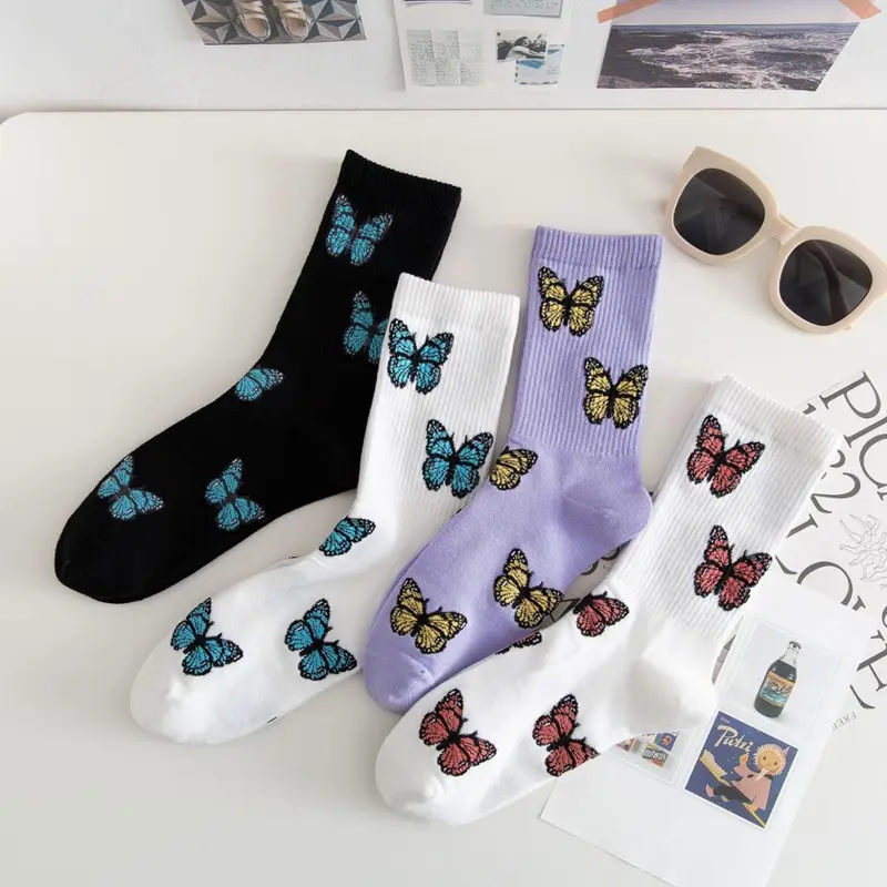 Butterfly Crew Socks (4 Colours)