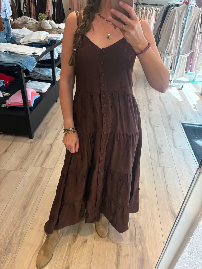 Button Dress Linnie Bamboo Espresso