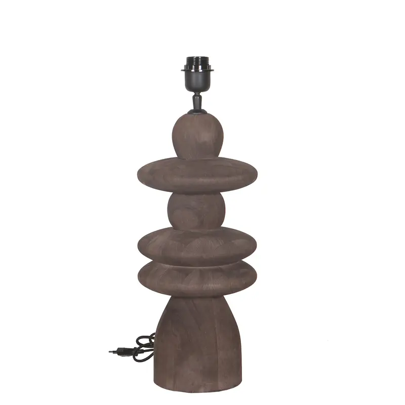 Callain Brown mango wood table lamp base round PTMD