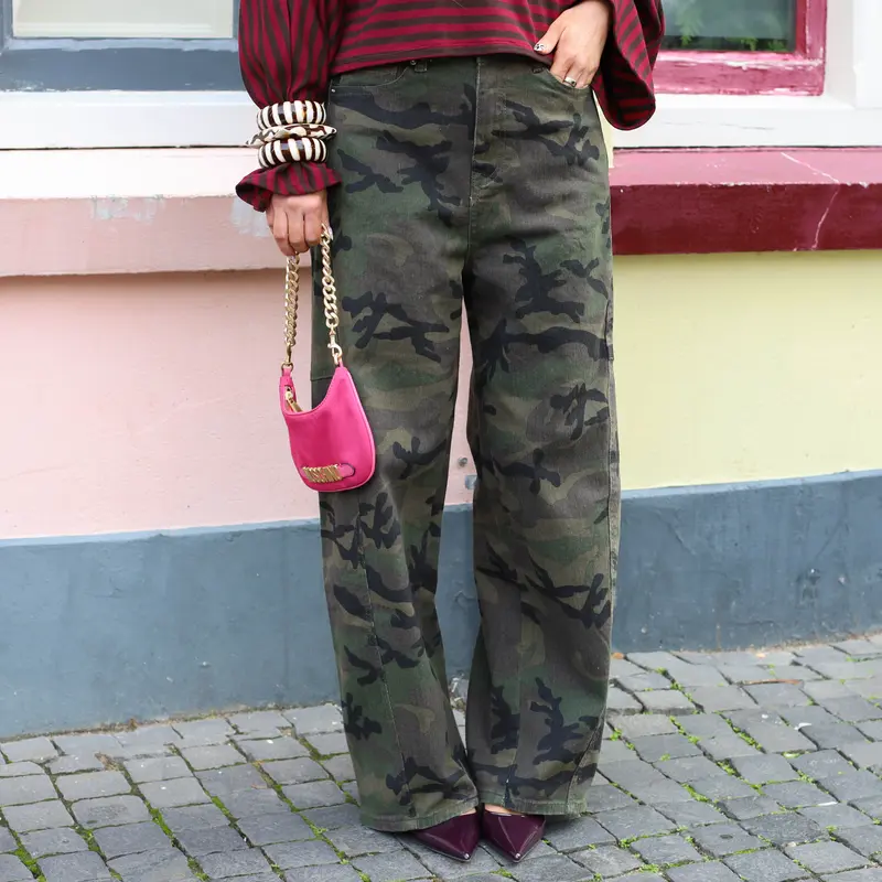 Camo barrel jeans camo groen