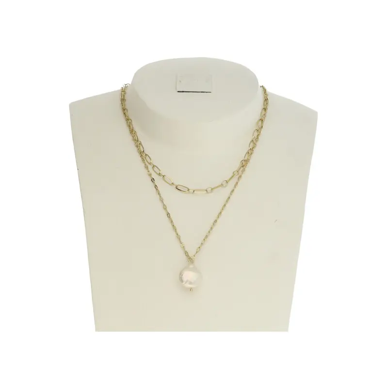 Camps & Camps Double Chain Necklace With Pearl 3S018_PE