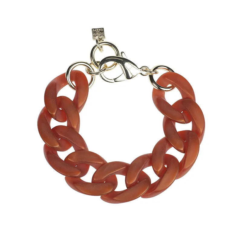 Camps & Camps schakel armband Mat Oranjebruin