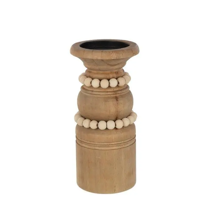 Candle Holder Pila Pinewood/Metal Natural Large