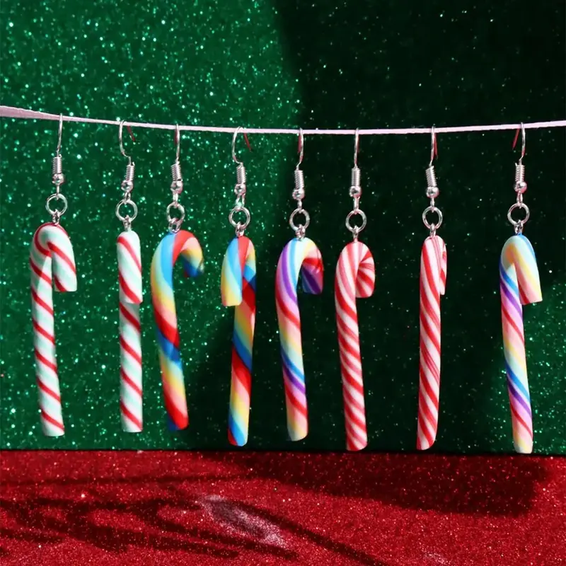 Candy Cane Dangly Earrings