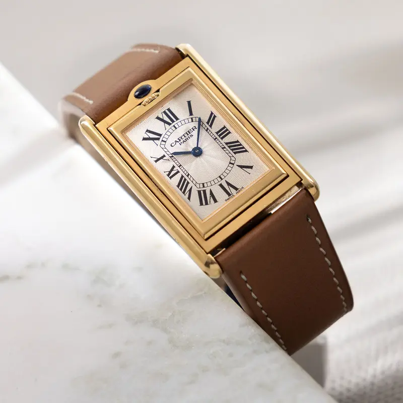Cartier Basculante 2391 Guilloché Dial in 18k Yellow Gold Millennium Limited Edition