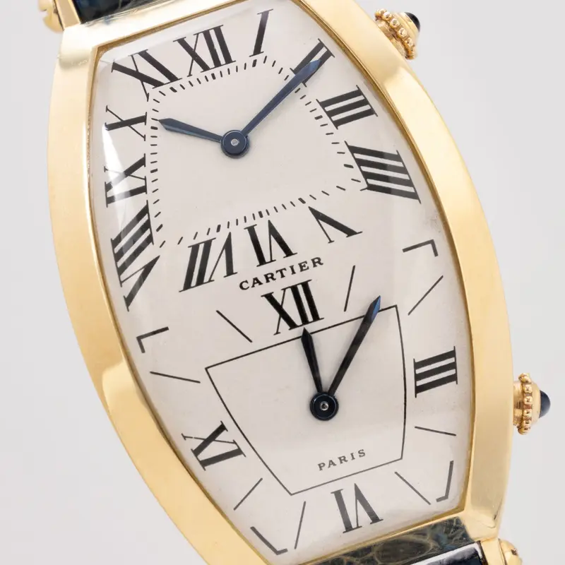 Cartier Paris Tonneau Dual Time 18 Karat Gelbgold
