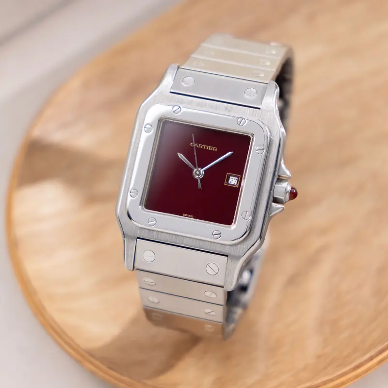 Cartier Santos Carrée 2960 Burgundy Zifferblatt