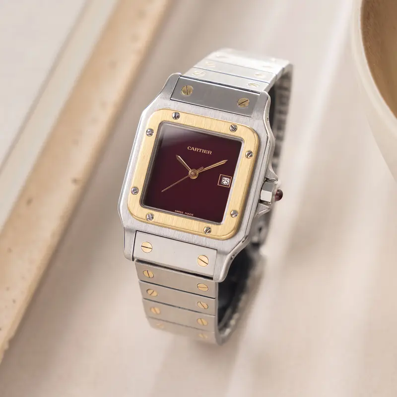 Cartier Santos Carree 2961 Burgundy Zifferblatt