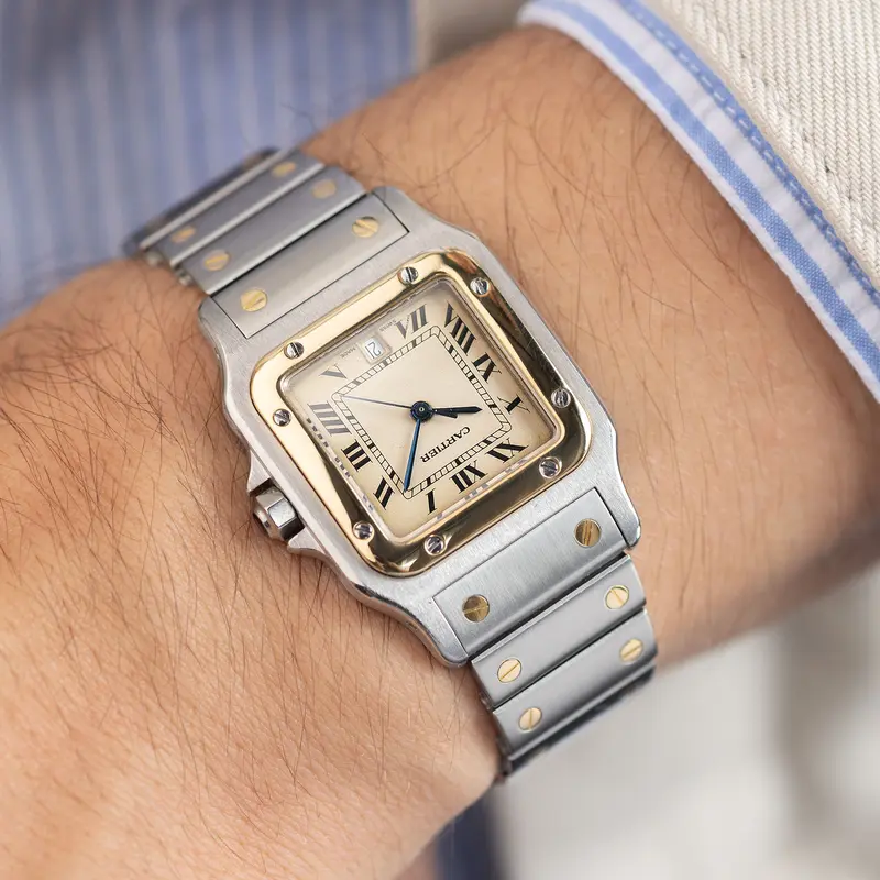 Cartier Santos Galbee Stahl / Gold Referenz 187901 Cream Zifferblatt