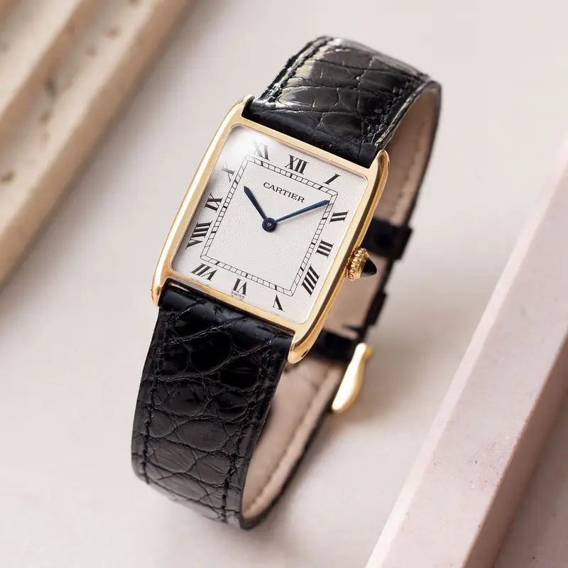 Cartier Tank Arrondie Guiloché Dial ref 896041 Mecanique Extra-Plate