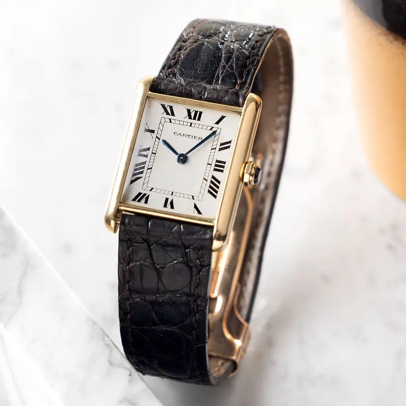 Cartier Tank Louis 'Extra Platte' 1960s Jaeger Movement in 18k Yellow Gold