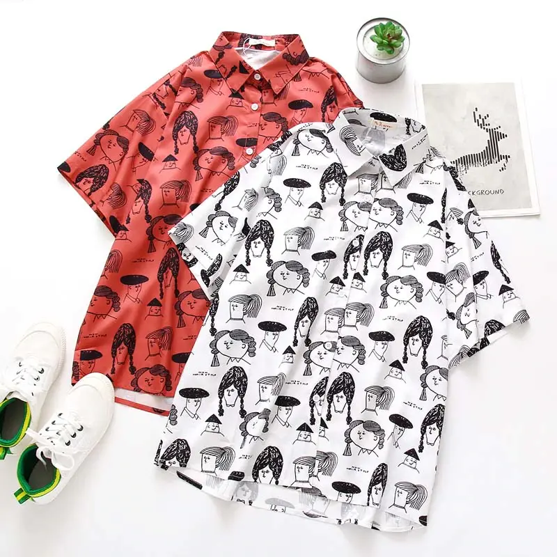 Cartoon Face Pattern Blouse