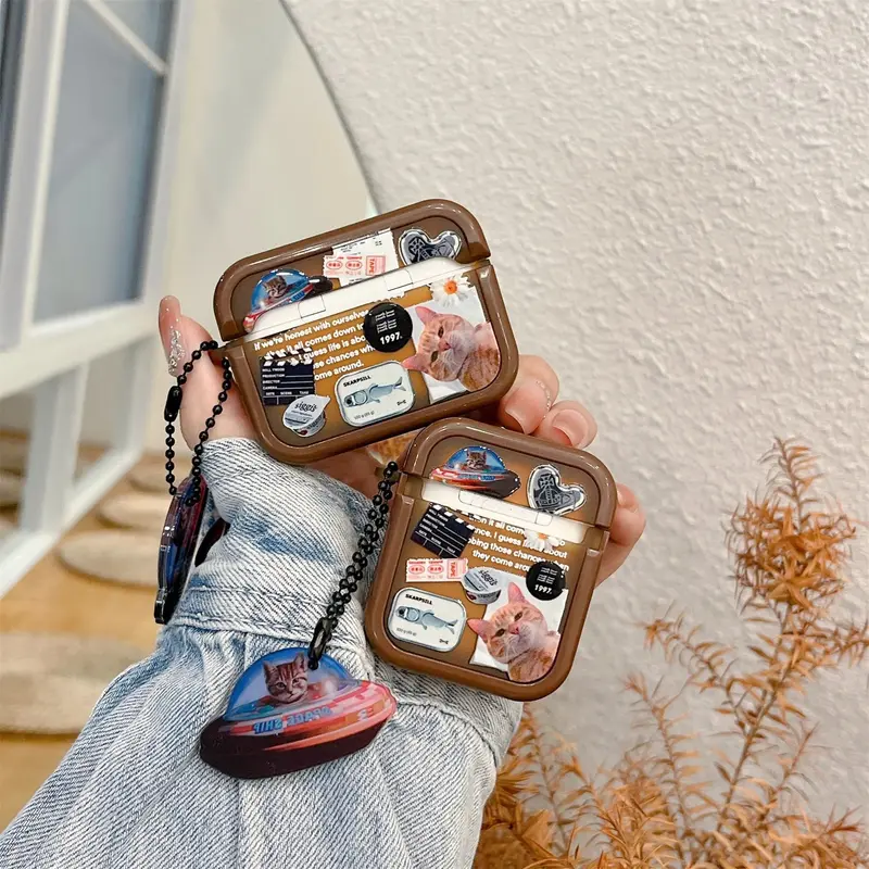 Cat Collage AirPods Charger Case Cover with UFO Cat Charm