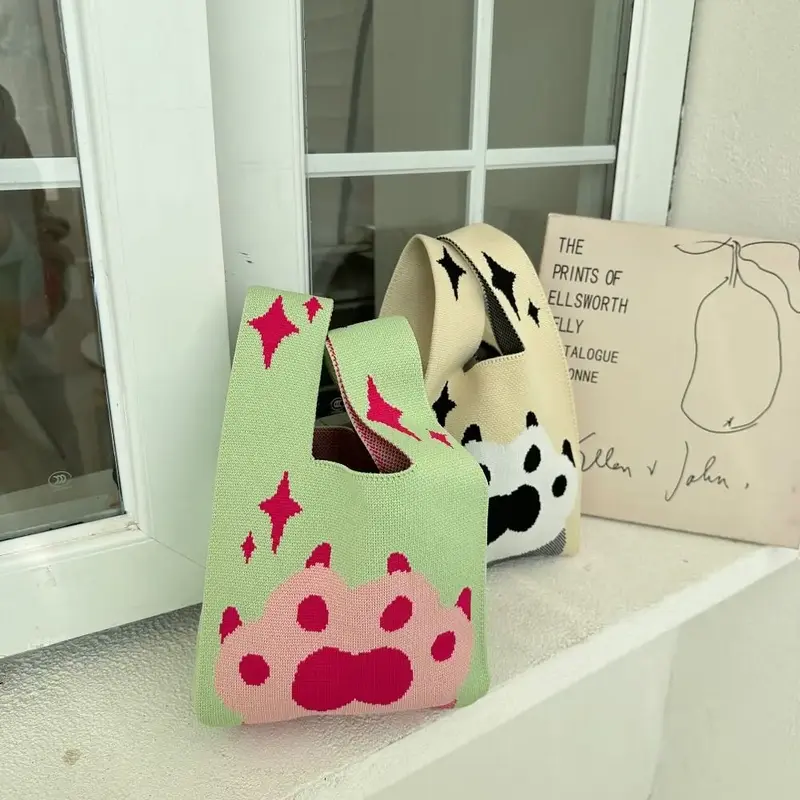 Cat Paw Knitted Mini Tote (2 Colours)