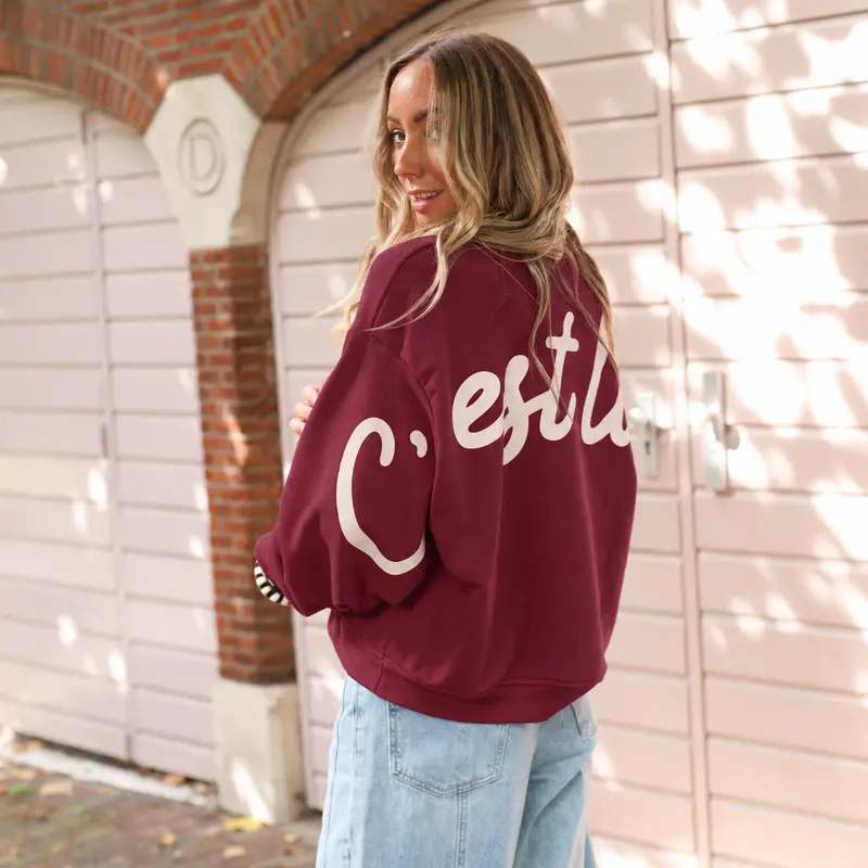C'est la vie sweater burgundy