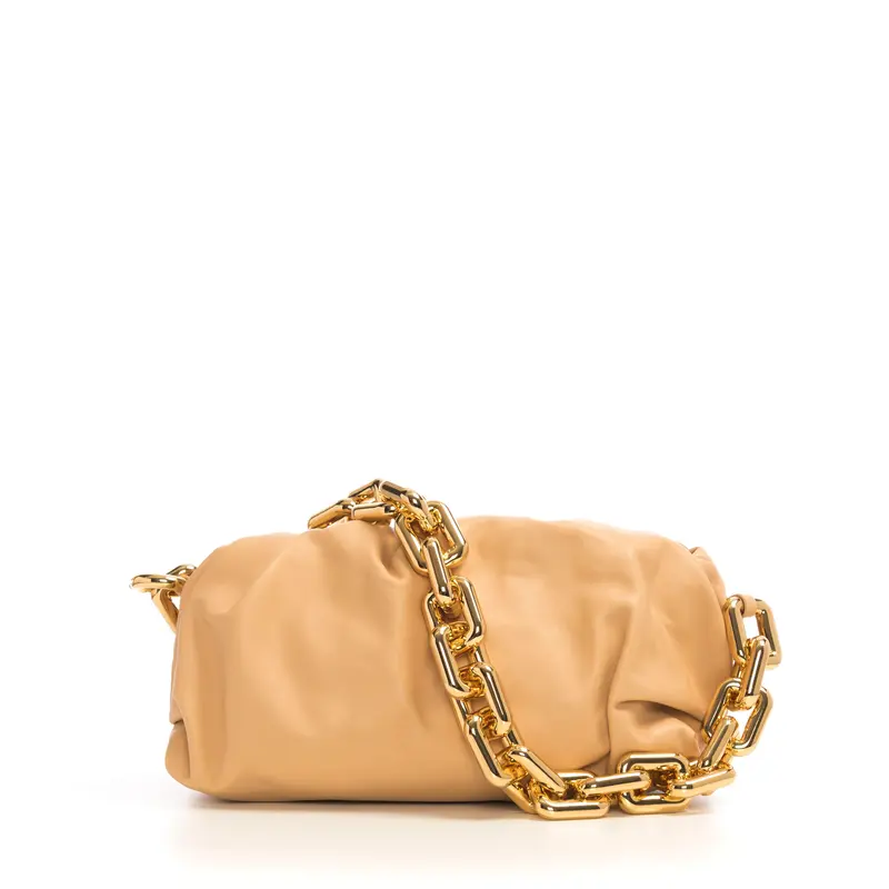 Chain Pouch In Almond Nappa Leather