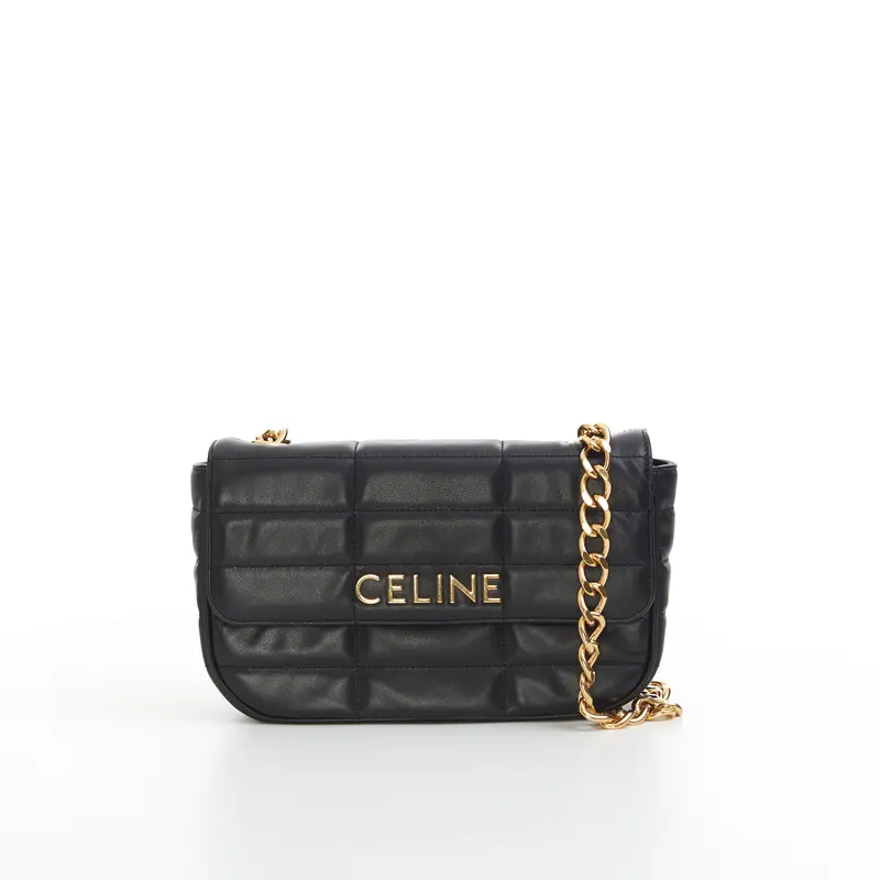 Chain Shoulder Bag Matelasse Monochrome Celine In Black Quilted Goatskin