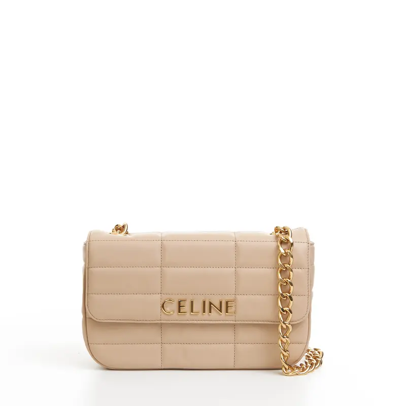 Chain Shoulder Bag Matelasse Monochrome Celine In Nude Quilted Goatskin