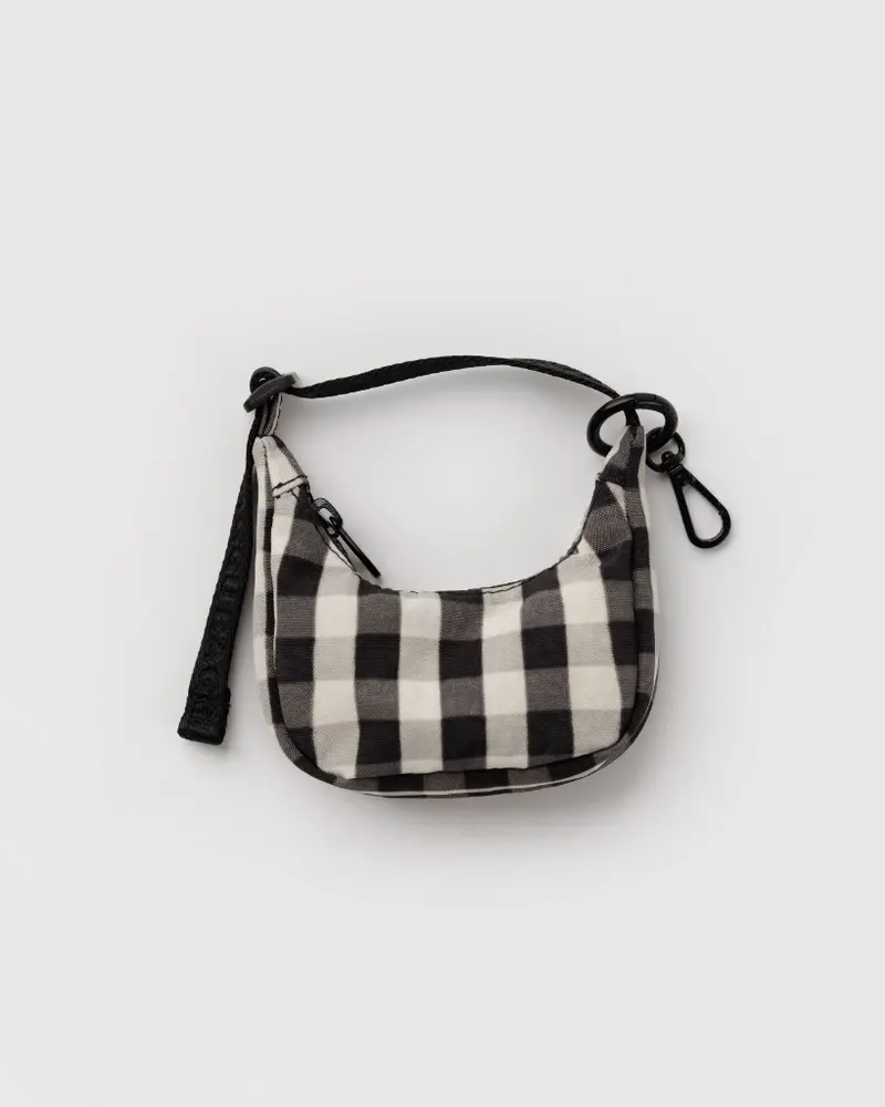 Charm Crescent Bag - Black & Cream Gingham