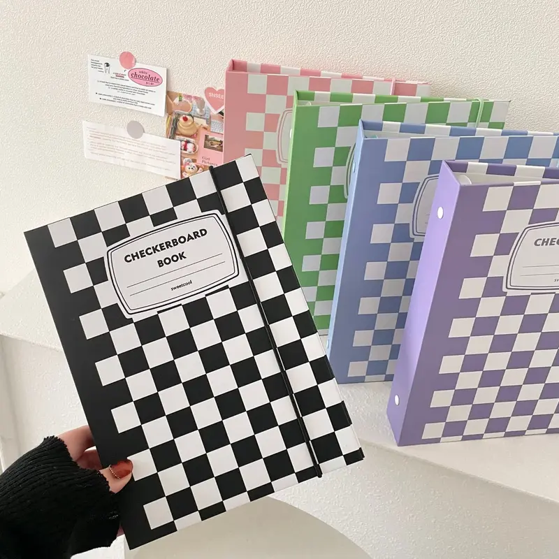 Checkerboard Notebook Photo Card Ring Binder (5 Colours)