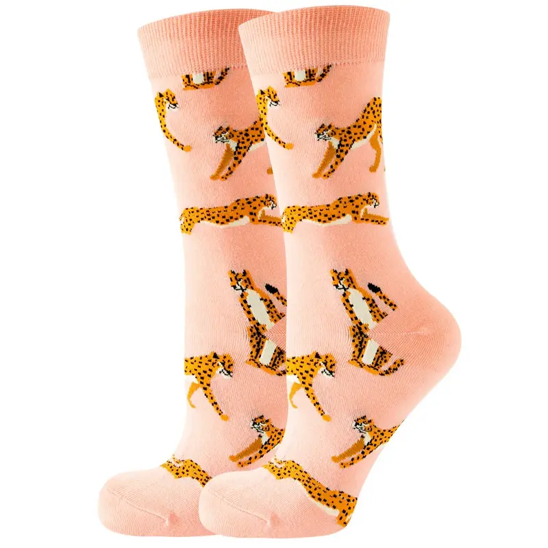 Cheetah Pattern Crew Socks