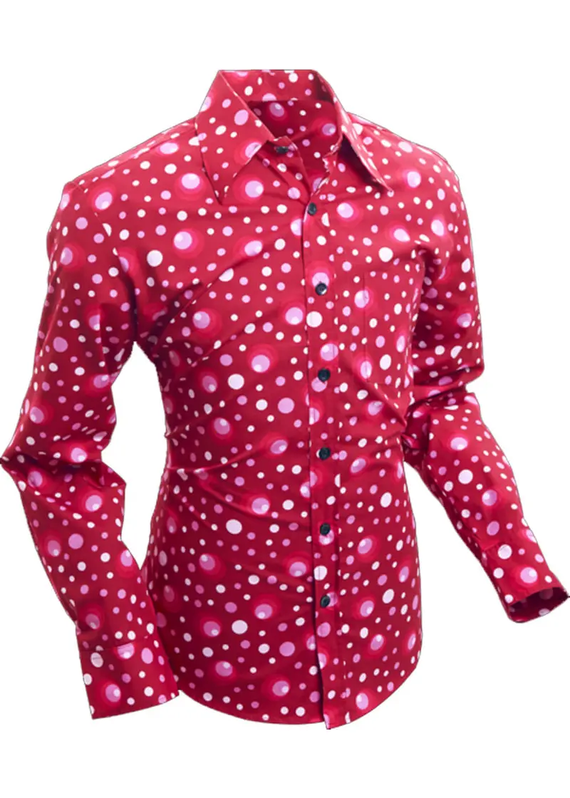 Chenaski Men's Dots & Spots 70s Shirt Bordeaux