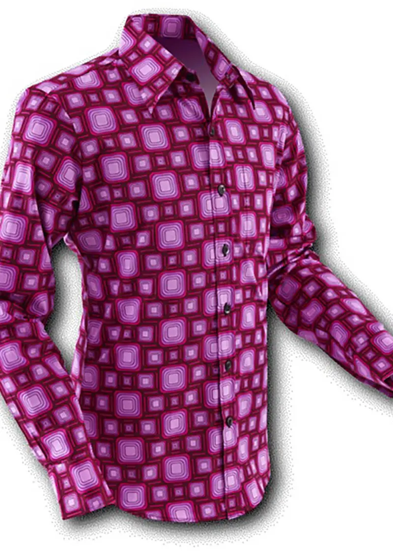 Chenaski Men's Tube 70's Shirt Green Purple