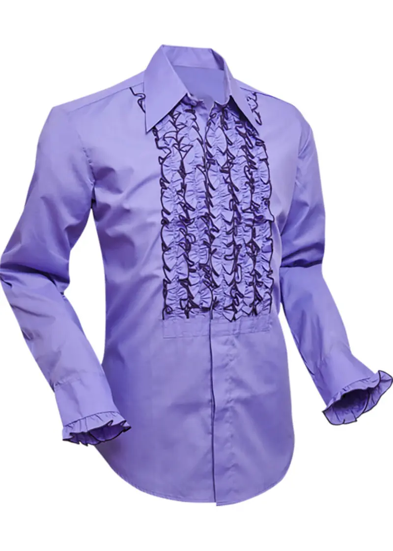 Chenaski Ruche Frill 70's Shirt Dark Lila
