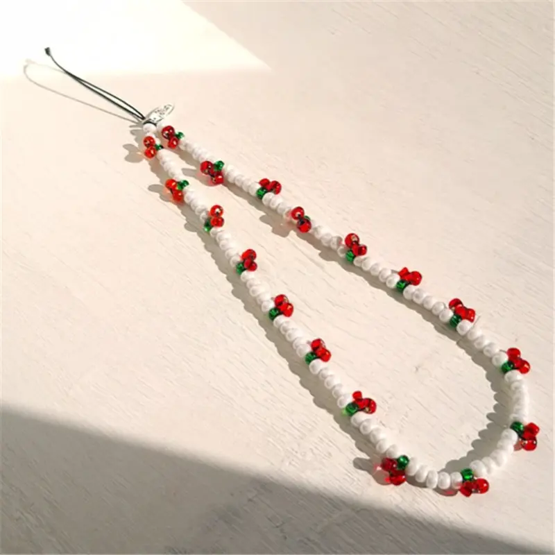 Cherry Beaded Phone Strap