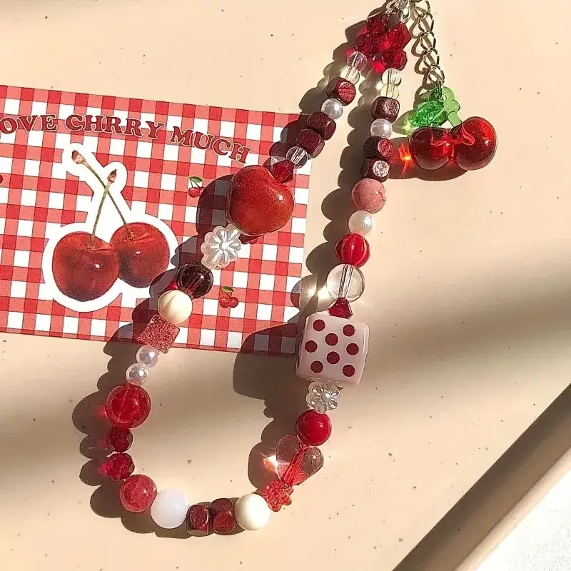 Cherry Beaded Wrist Strap